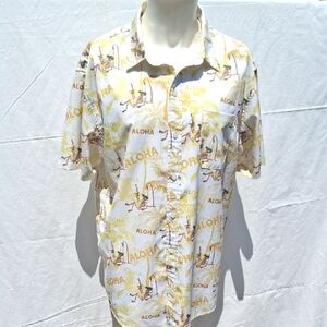 Savage Tacticians Aloha print men's shirt - Wh w Yellow Skeleton, Military, XL